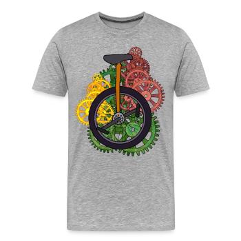 Machine monocycle technique Roue Roue Vélo - T-shirt bio Premium Homme - gris chiné - Devant - Damien (186cm)
