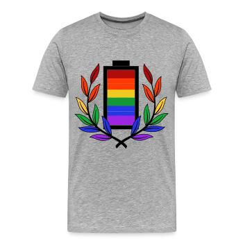 Batterie batterie LGBT Homosexualité Gay Pride - T-shirt bio Premium Homme - gris chiné - Devant - Damien (186cm)