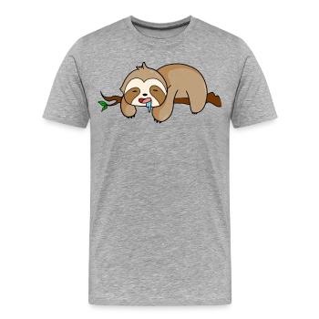 Faultier - Männer Premium Bio T-Shirt - Grau meliert - Vorne - Damien (186cm)