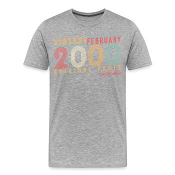 Geschenkidee Original Februar 2000 - Männer Premium Bio T-Shirt - Grau meliert - Vorne - Damien (186cm)