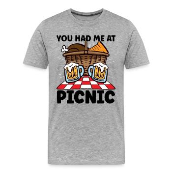 Picnic Lover Pique-Panier de nourriture Date de pique- - T-shirt bio Premium Homme - gris chiné - Devant - Damien (186cm)