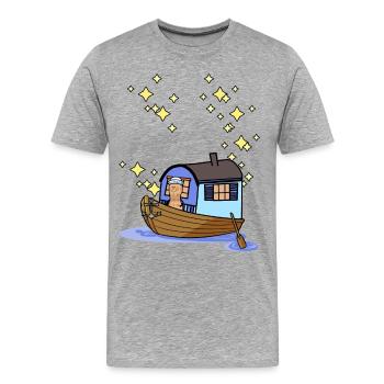 Ahoi Bateau à rames Bateau à aubes Voilier Maritime - T-shirt bio Premium Homme - gris chiné - Devant - Damien (186cm)