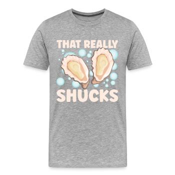 Amateurs d’huîtres Drôle d’huîtres Shucker d’huîtres - T-shirt bio Premium Homme - gris chiné - Devant - Damien (186cm)