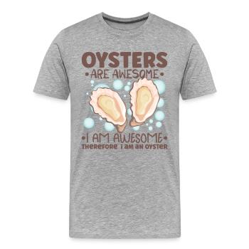 Oyster Lovers Funny Oyster Oyster Shucker - Men's Premium Organic T-Shirt - heather grey - Front - Damien (186cm)