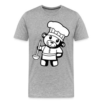 Hobby Chef Culinary Art Teddy Bear Cook Soup Ladle Bear - Men's Premium Organic T-Shirt - heather grey - Front - Damien (186cm)