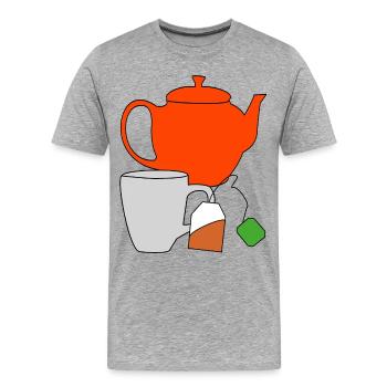 Genuss Tee Getränk Teekanne Teebeutel Tasse Durst - Männer Premium Bio T-Shirt - Grau meliert - Vorne - Damien (186cm)