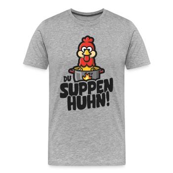 Suppen Huhn Suppenhuhn Gockel Eintopf Geschenk - Männer Premium Bio T-Shirt - Grau meliert - Vorne - Damien (186cm)