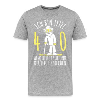 40. Geburtstag 40er 40ter Ich bin jetzt 40 Jahre - Männer Premium Bio T-Shirt - Grau meliert - Vorne - Damien (186cm)