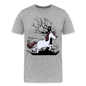 Cheval sauvage Poney Chevaux Enfant Enfants - T-shirt bio Premium Homme - gris chiné - Devant - Damien (186cm)
