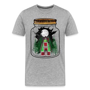 House Winter Snow Snowfall Moon Christmas Xmas - Men's Premium Organic T-Shirt - heather grey - Front - Damien (186cm)
