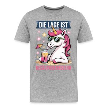 Die Lage Ist Besäufniserregend Einhorn Party - Männer Premium Bio T-Shirt - Grau meliert - Vorne - Damien (186cm)