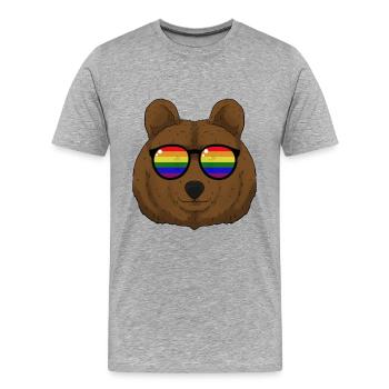 Ours LGBT - T-shirt bio Premium Homme - gris chiné - Devant - Damien (186cm)