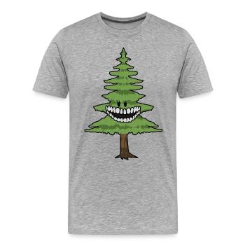 Tanne Baum Bäume Wald Natur Spaßig Tannenbaum - Männer Premium Bio T-Shirt - Grau meliert - Vorne - Damien (186cm)