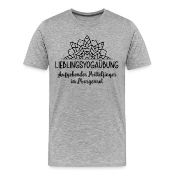 Aufgehender Mittelfinger im Morgenrot Yoga Mandala - Männer Premium Bio T-Shirt - Grau meliert - Vorne - Damien (186cm)