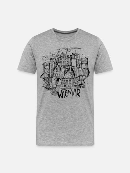 Hansestadt Wismar - Männer Premium Bio T-Shirt - Grau meliert