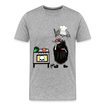 Art culinaire Horreur Halloween Witching Hour Cuisine - T-shirt bio Premium Homme - gris chiné - Devant - Damien (186cm)