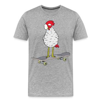 Skateboard Huhn Skaten Skater Jugendliche Skaten - Männer Premium Bio T-Shirt - Grau meliert - Vorne - Damien (186cm)