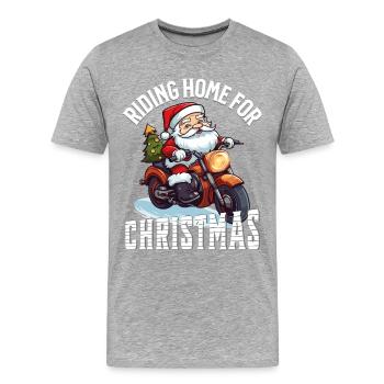 Weihnachtsmann Motorrad Sonnenbrille Weihnachten - Männer Premium Bio T-Shirt - Grau meliert - Vorne - Damien (186cm)