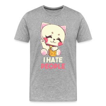 Je déteste les gens chat disant cadeau - T-shirt bio Premium Homme - gris chiné - Devant - Damien (186cm)