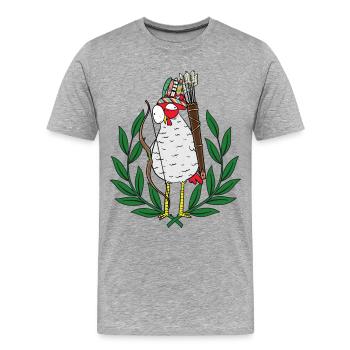 Huhn Krieger Hippie Hühner Pfeil - Männer Premium Bio T-Shirt - Grau meliert - Vorne - Damien (186cm)