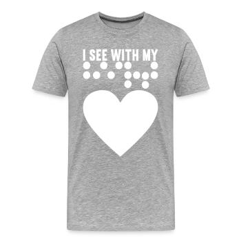 Blind Sehbehinderung - Männer Premium Bio T-Shirt - Grau meliert - Vorne - Damien (186cm)