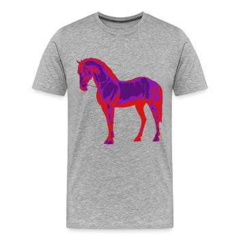 Néon cheval - T-shirt bio Premium Homme - gris chiné - Devant - Damien (186cm)