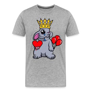 Hase König Herz Fantasy Kaninchen Gefühle Emotion - Männer Premium Bio T-Shirt - Grau meliert - Vorne - Damien (186cm)