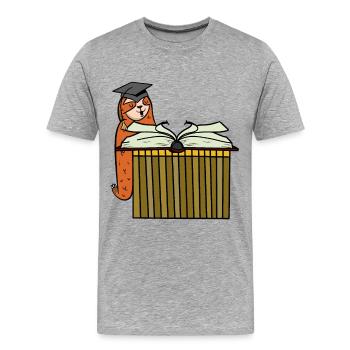 Sloth Student Study Book Student School - Men's Premium Organic T-Shirt - heather grey - Front - Damien (186cm)