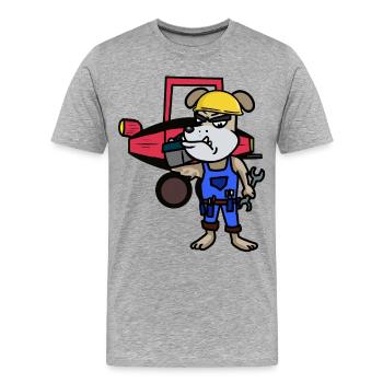 Atelier canin Réparation automobile Métier - T-shirt bio Premium Homme - gris chiné - Devant - Damien (186cm)