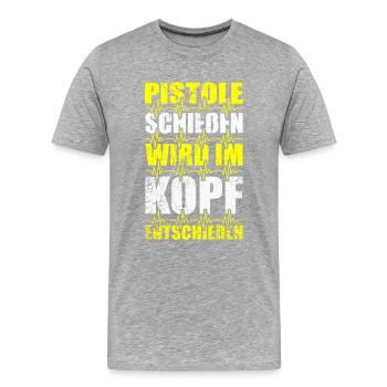 Pistole Schießen Sportpistole Sportschiessen - Männer Premium Bio T-Shirt - Grau meliert - Vorne - Damien (186cm)