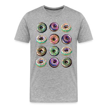 Beignets douze colorés colorés - T-shirt bio Premium Homme - gris chiné - Devant - Damien (186cm)
