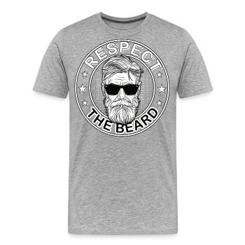 Respektiere den Bart 3 Tage Bart Oberlippenbart - Männer Premium Bio T-Shirt - Grau meliert - Vorne - Damien (186cm)