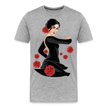 CARNATIONS Flamenco Dancer - Men's Premium Organic T-Shirt - heather grey - Front - Damien (186cm)