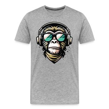 T-shirt imprimé animal design singe avec casque - T-shirt bio Premium Homme - gris chiné - Devant - Damien (186cm)