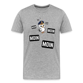 Moin Möwe Kapitän - Männer Premium Bio T-Shirt - Grau meliert - Vorne - Damien (186cm)