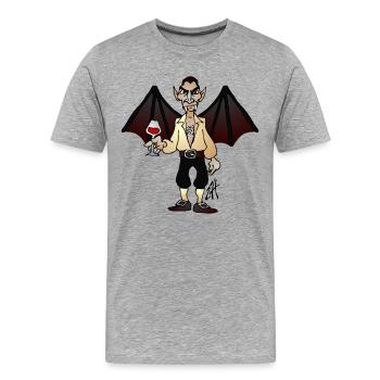 Vampire Dracula with Wine and Bat Wings - Men's Premium Organic T-Shirt - heather grey - Front - Damien (186cm)