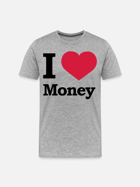 I love Money - Männer Premium Bio T-Shirt - Grau meliert