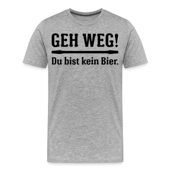 Geh Weg! Du bist kein Bier – Fun Shirt - Männer Premium Bio T-Shirt - Grau meliert - Vorne - Damien (186cm)
