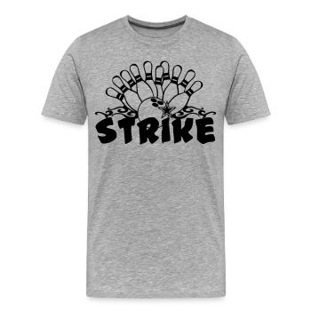 Bowling Strike , Fun Shirt , Strike (25) - Männer Premium Bio T-Shirt - Grau meliert - Vorne - Damien (186cm)