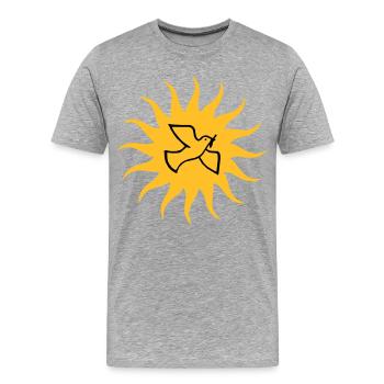 Friedenstaube Sonne - Männer Premium Bio T-Shirt - Grau meliert - Vorne - Damien (186cm)