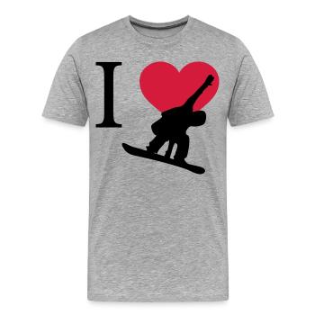 J'aime Snowboarding - T-shirt bio Premium Homme - gris chiné - Devant - Damien (186cm)