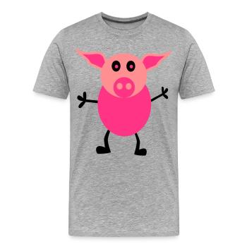 Schweine Männchen - Männer Premium Bio T-Shirt - Grau meliert - Vorne - Damien (186cm)