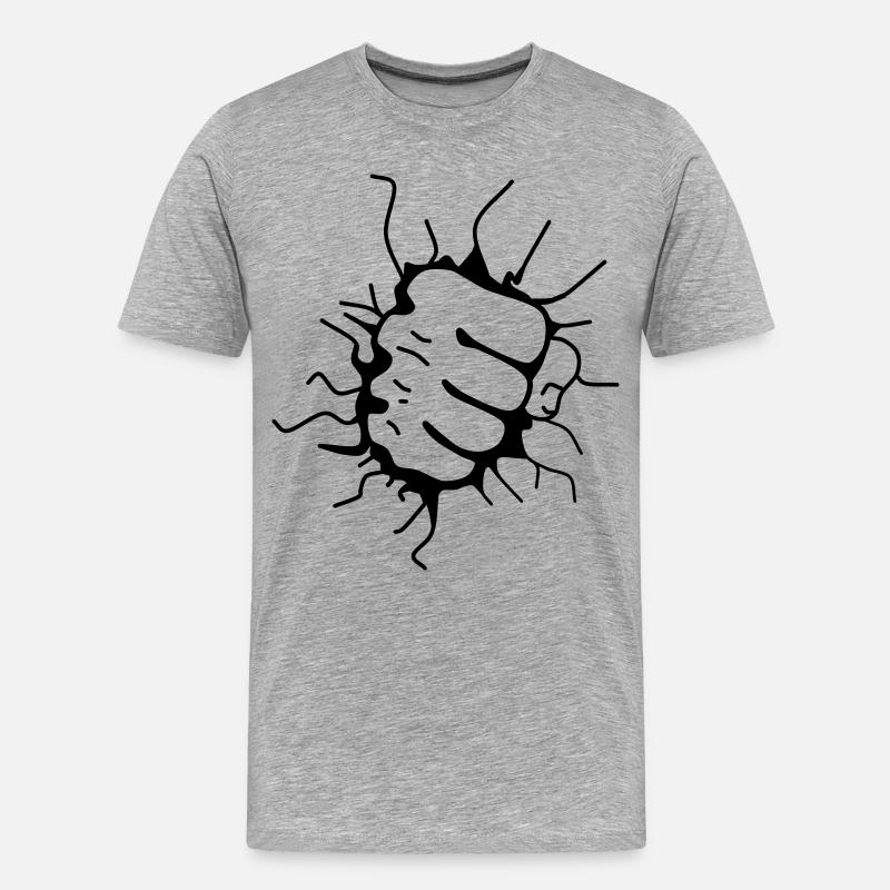 Faustschlag Faust Fäustling Punch - Männer Premium Bio T-Shirt - Grau meliert