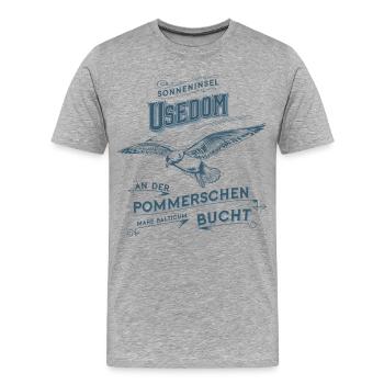 Sonneninsel Usedom - Männer Premium Bio T-Shirt - Grau meliert - Vorne - Damien (186cm)