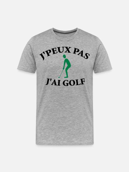 Je ne peux pas, j’ai golf. - T-shirt bio Premium Homme - gris chiné