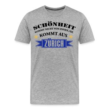 Beauté de Zurich - T-shirt bio Premium Homme - gris chiné - Devant - Damien (186cm)