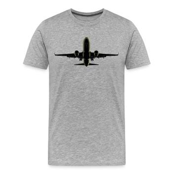 Flugzeug - Männer Premium Bio T-Shirt - Grau meliert - Vorne - Damien (186cm)