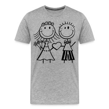 mariée chiffre de bâton drôle et le marié - mariage - Fun - T-shirt bio Premium Homme - gris chiné - Devant - Damien (186cm)