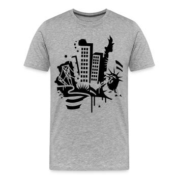 Ein New York City Design im Graffiti Stil - Männer Premium Bio T-Shirt - Grau meliert - Vorne - Damien (186cm)