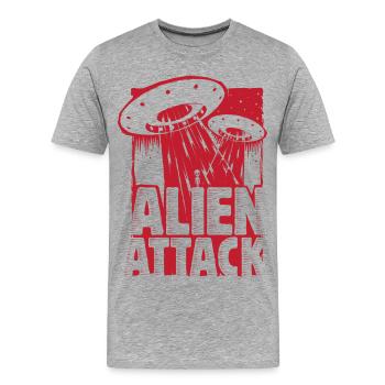 Invasion extraterrestre design - T-shirt bio Premium Homme - gris chiné - Devant - Damien (186cm)